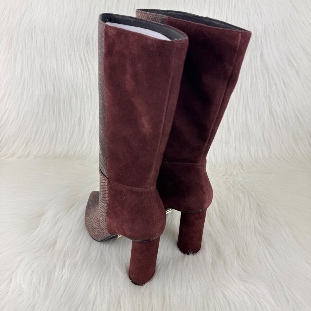 New Women's 42 Gold Kolby Mid Calf Boots Booties Size 8.5 Brunette Snake Suede - Picture 6 of 14